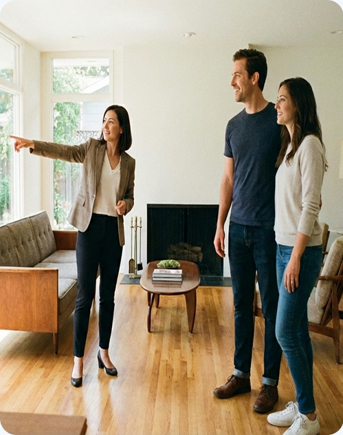 Property manager showing a home to tenants