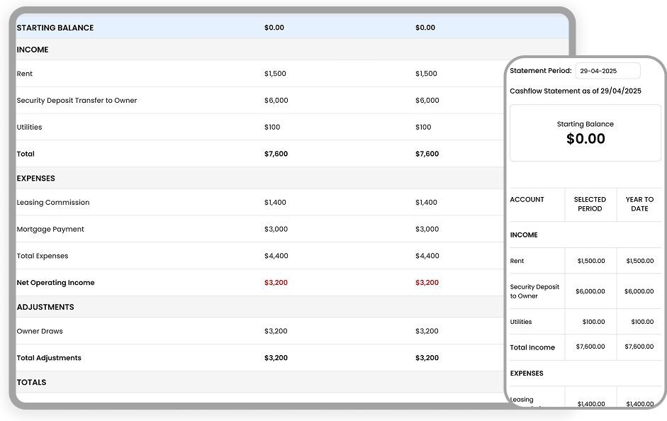 Cashflow statement report preview