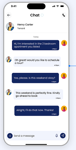 Live chat and smart alerts mockup on mobile