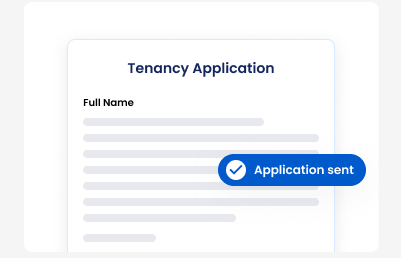 Tenancy application form with application sent confirmation