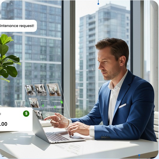 Property manager reviewing dashboard