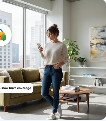 Tenant checking her renter's insurance coverage on her phone