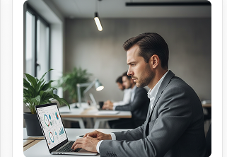 Property manager tracking repair costs on a laptop