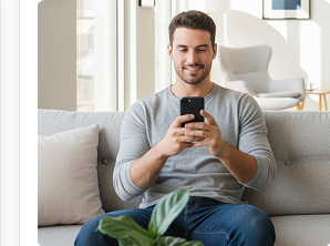 Tenant checking maintenance updates on phone