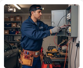 Electrician working on an electrical panel