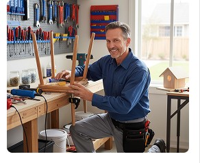 Handyman working at his workbench