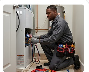 HVAC technician servicing a unit