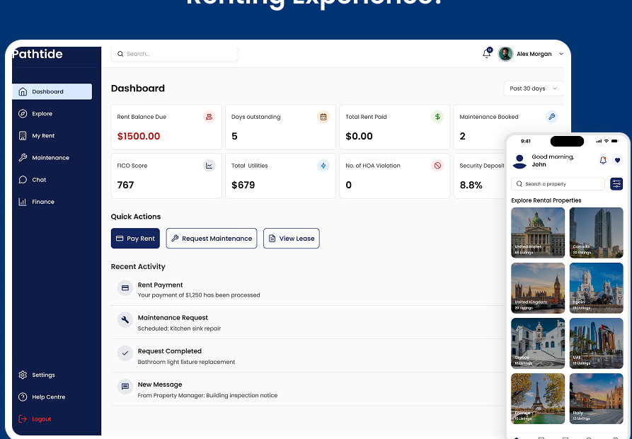 PathtidePM tenant dashboard and mobile app