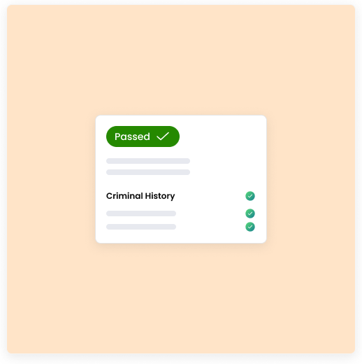 Passed screening result with criminal history checks