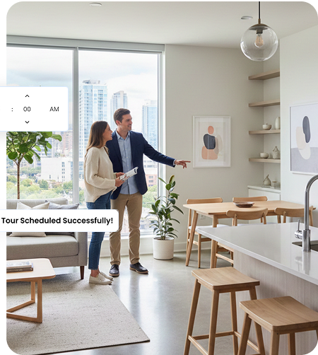 Agent showing an apartment to prospective tenants
